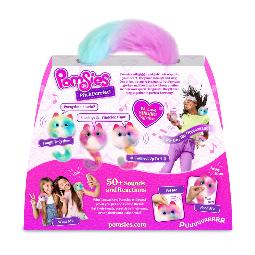 Pomsies Pitch Purrfect Skye color-changing eyes react to touch for magical moments.