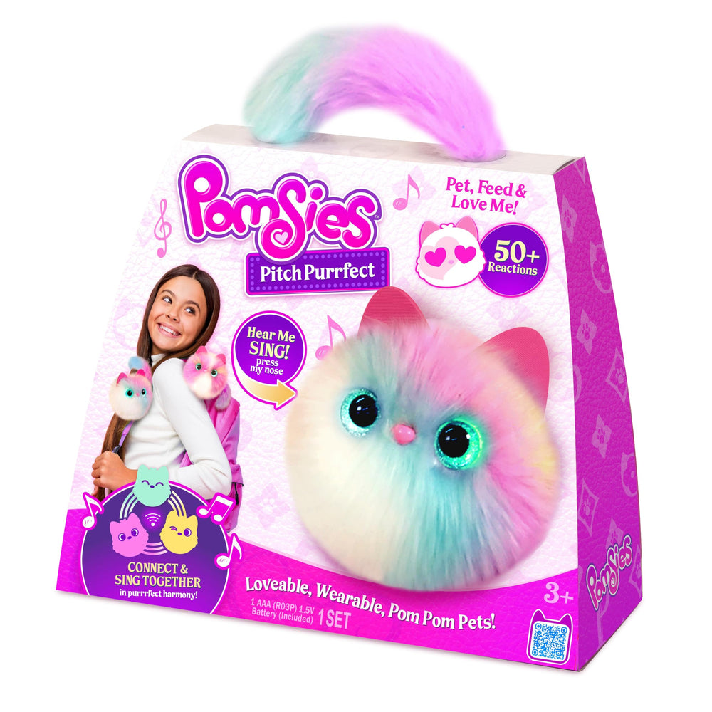 Pomsies Pitch Purrfect Skye nose tap activates playful sounds and interactions.