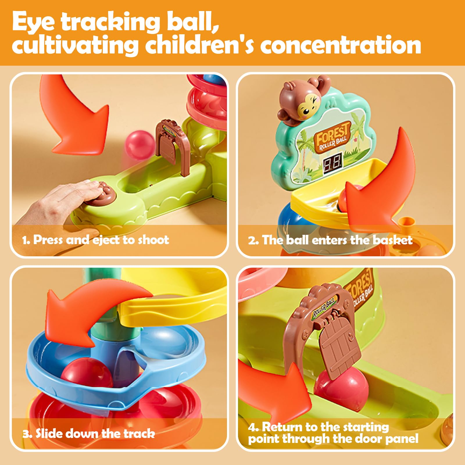 Ponilyer ball sliding on track demonstrates engaging tracking play and focus.