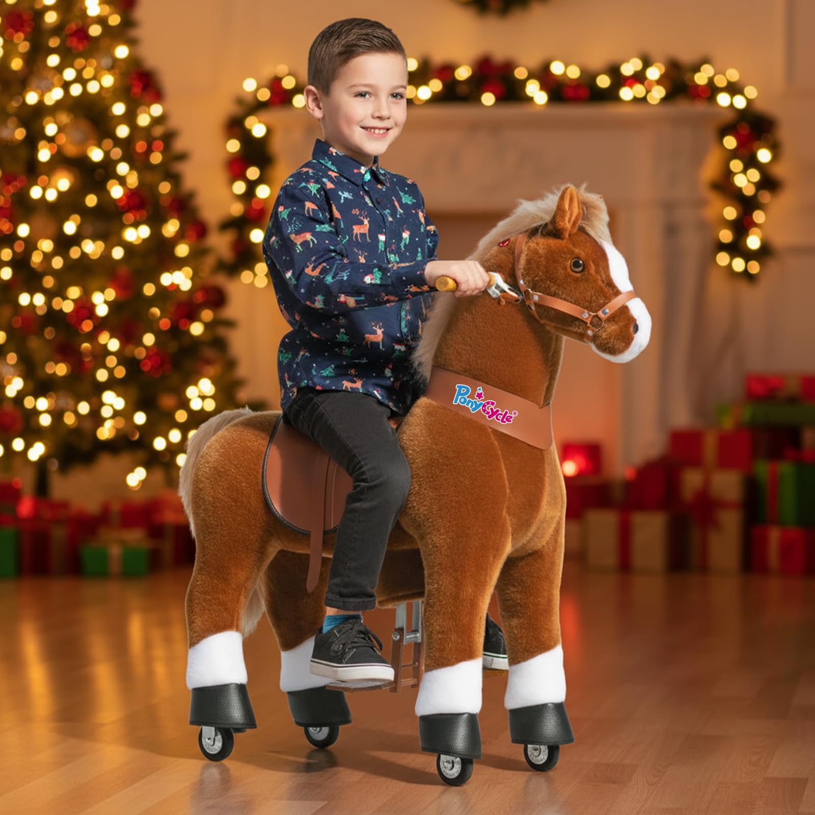 PonyCycle ponycle-plush-horse-sideview image captures a soft plush finish and friendly look.