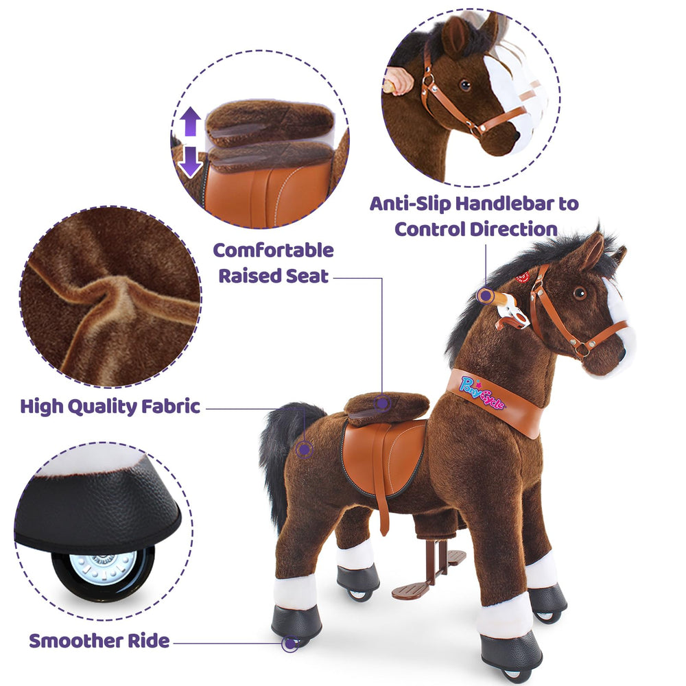 PonyCycle realistic neighing sounds enhance pretend play sessions.