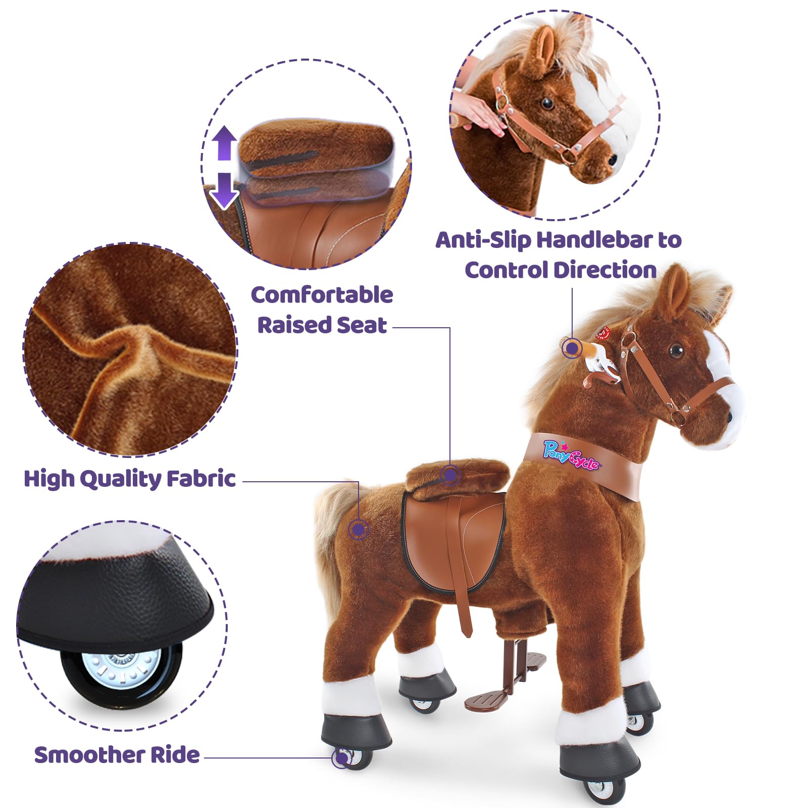 PonyCycle ponycle-upgraded-wheels-smoother-ride image emphasizes smoother, safer rolling.