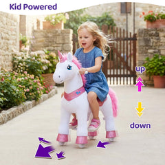 PonyCycle ride-on unicorn pink soft plush fabric invites cozy play and gentle touch.