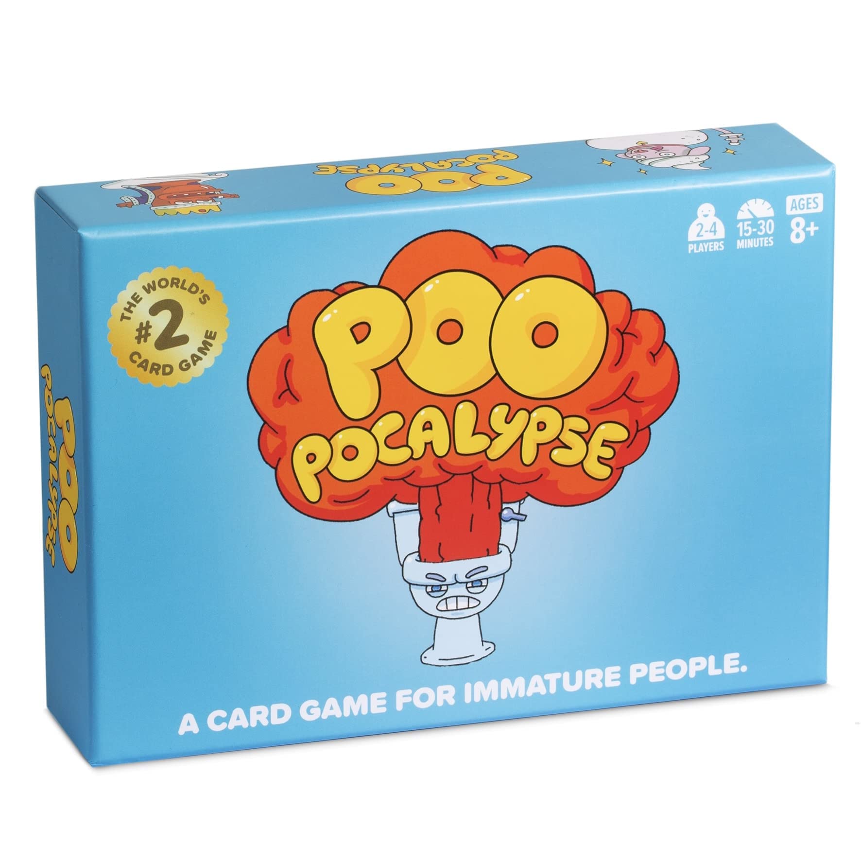 Poo Pocalypse card game in play on table for family laughs.