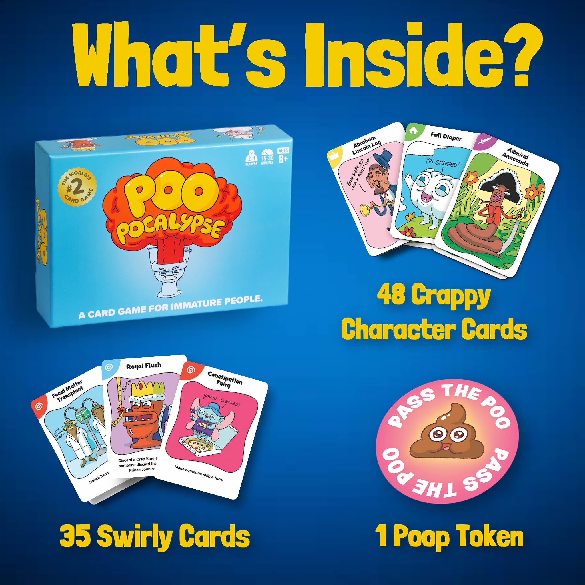 Poo Pocalypse family game night setup for 2-4 players.