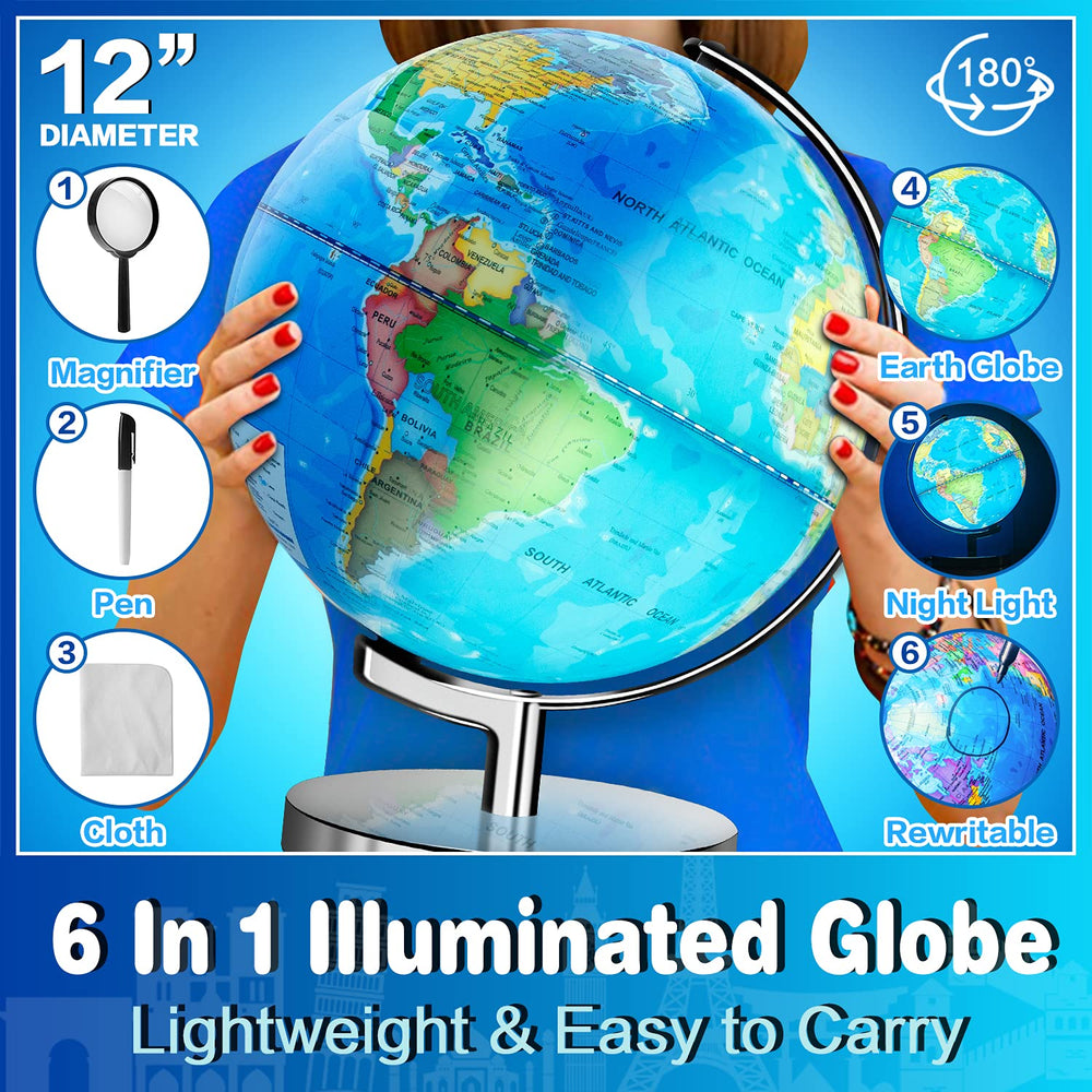 POOCCI bedroom decor globe lit as a soft night light
