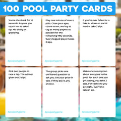 Pool Party players in pool enjoying dares and laughs with the deck.