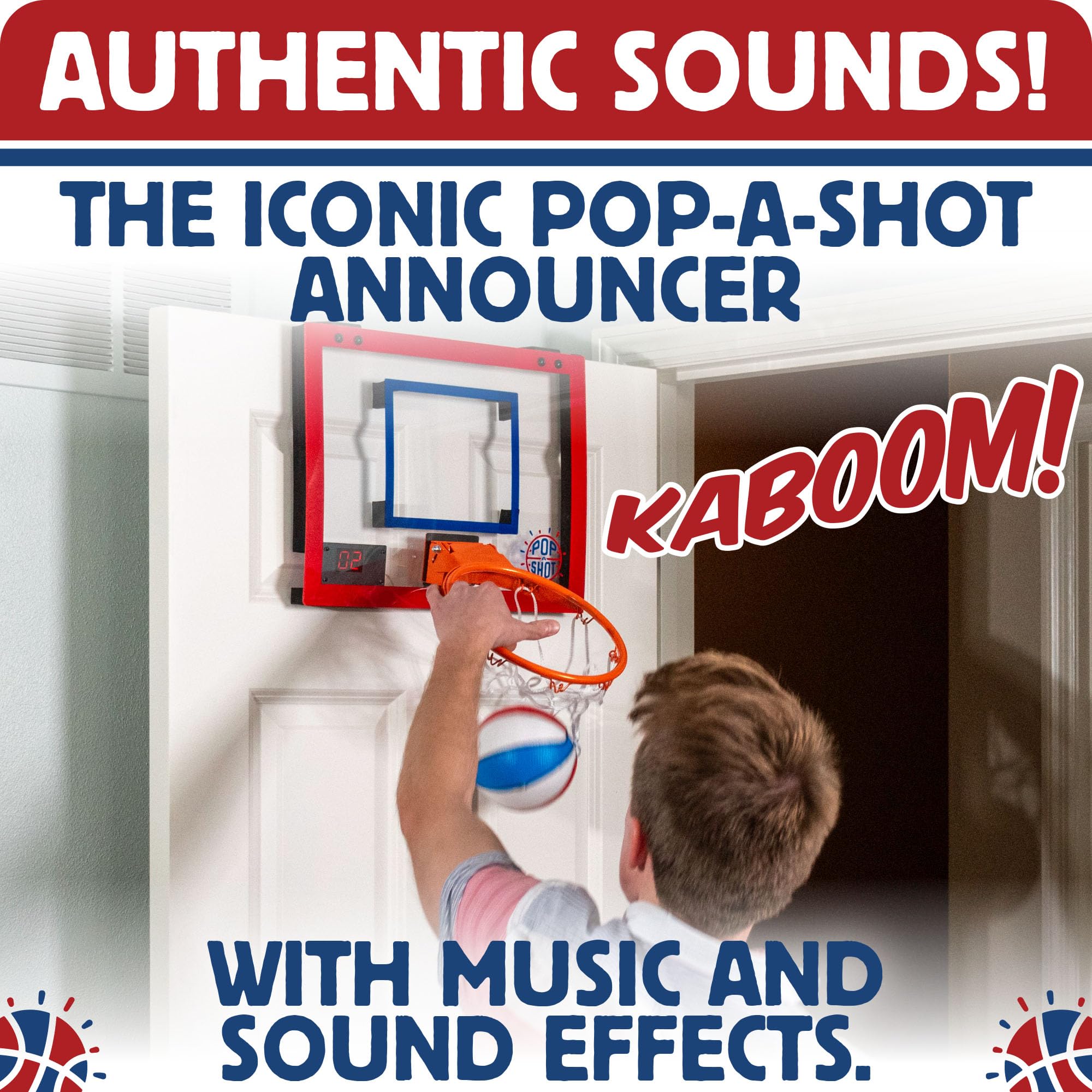 Pop-A-Shot Super Slam announcer feature adds excitement to cada dunk.