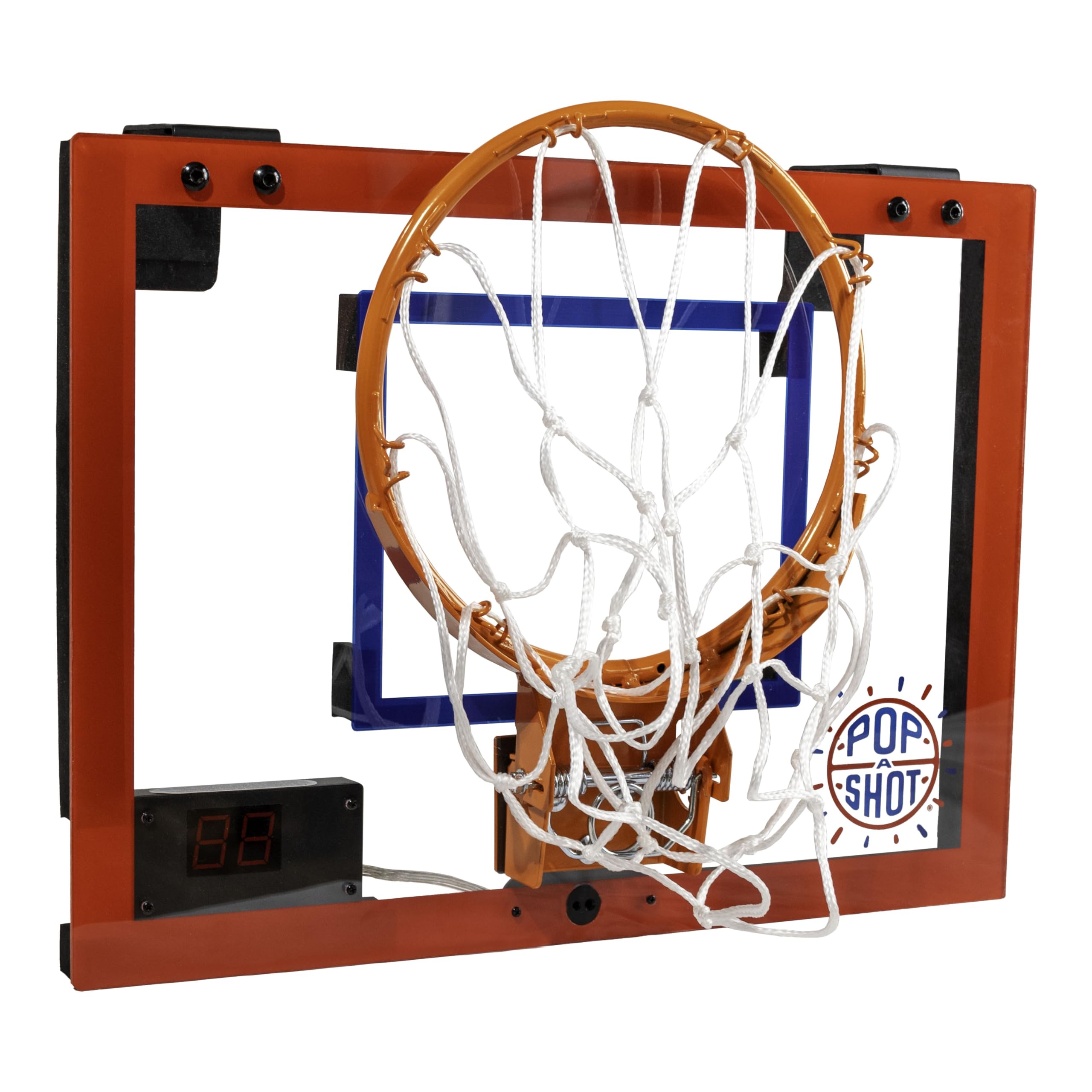 Pop-A-Shot Super Slam breakaway rim handles powerful dunks with bounce-back.