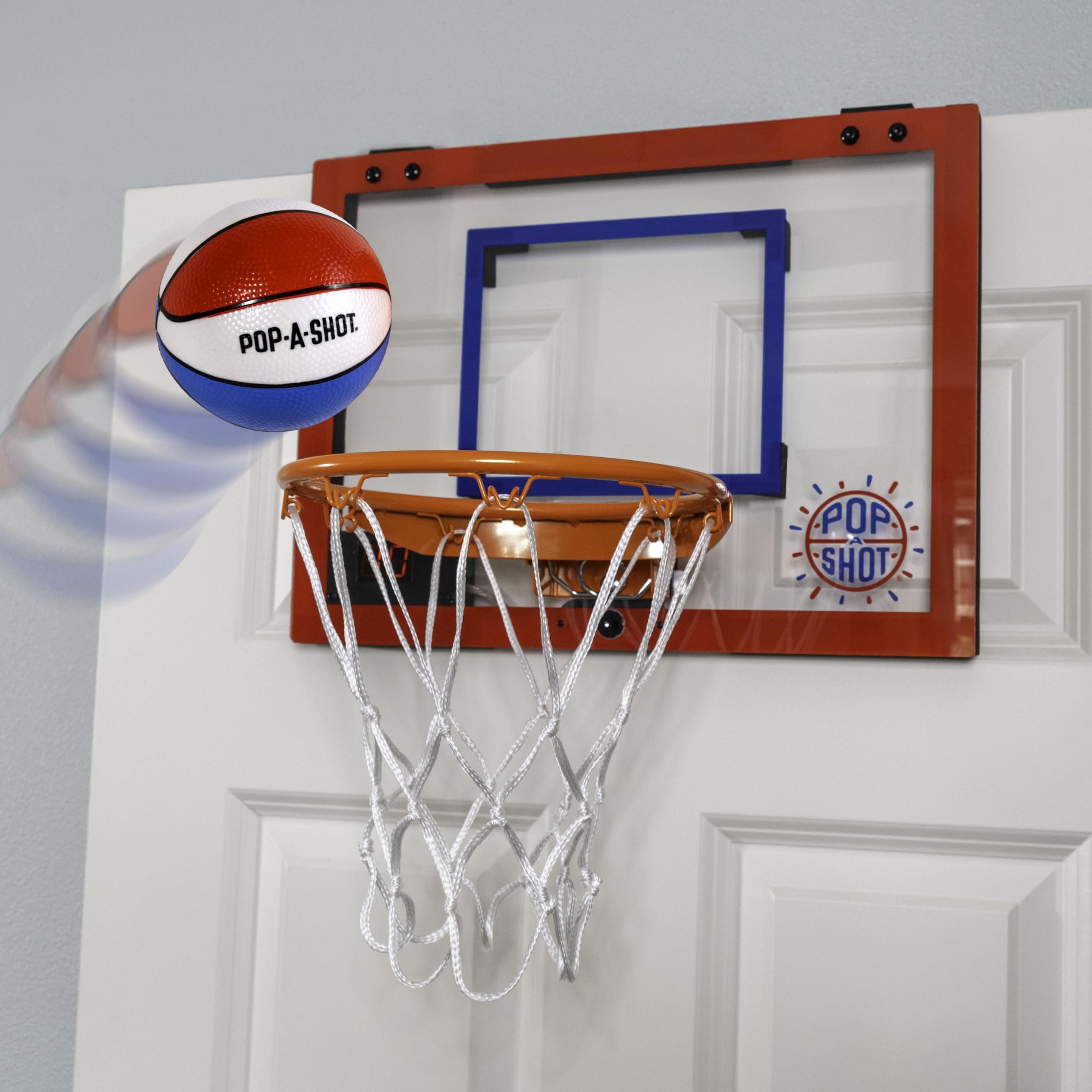 Pop-A-Shot Super Slam door-friendly design protects frames with soft corner pads.