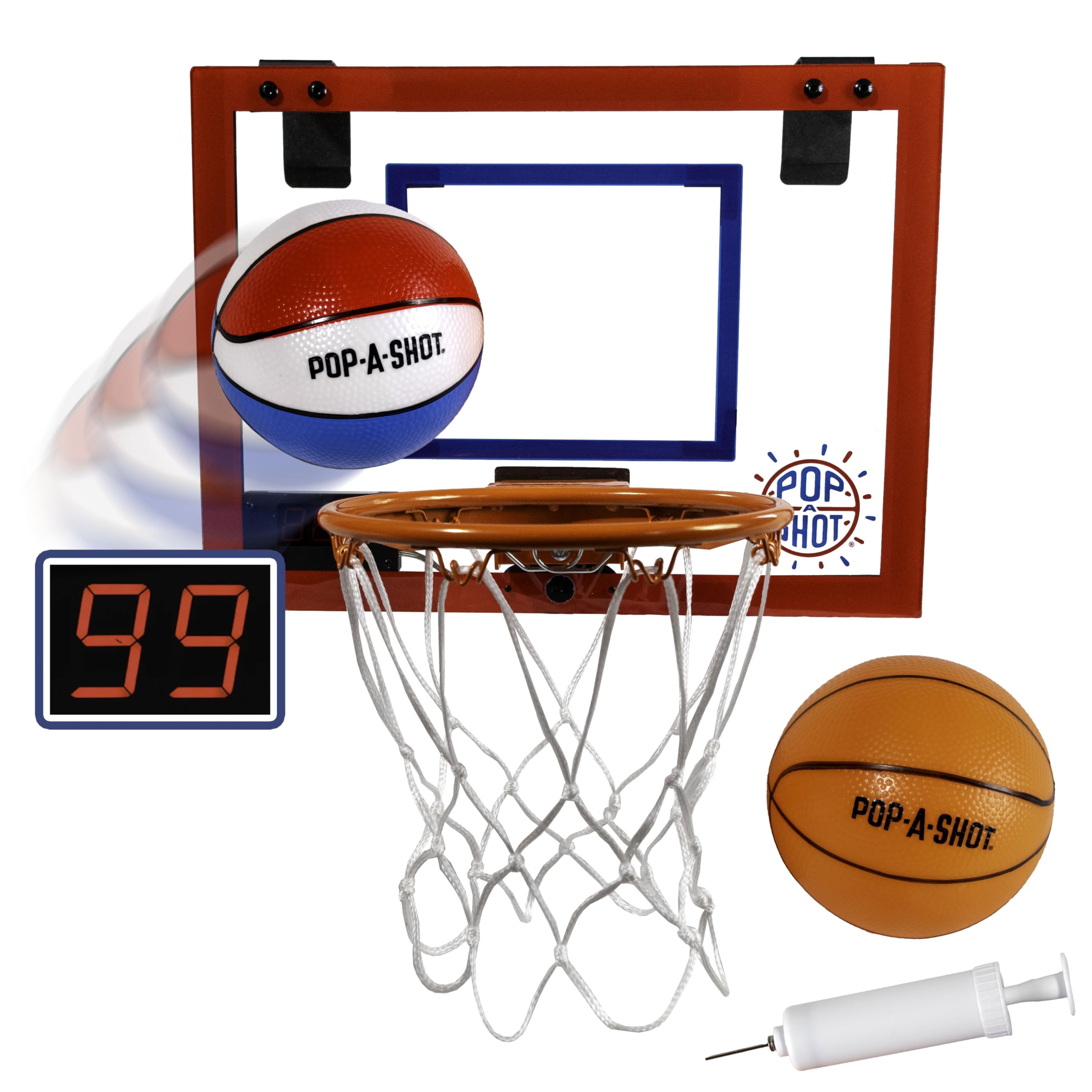 Pop-A-Shot Super Slam compact rim folds to save space after games.