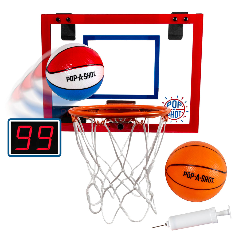 Pop-A-Shot Super Slam compact rim folds to save space after games.