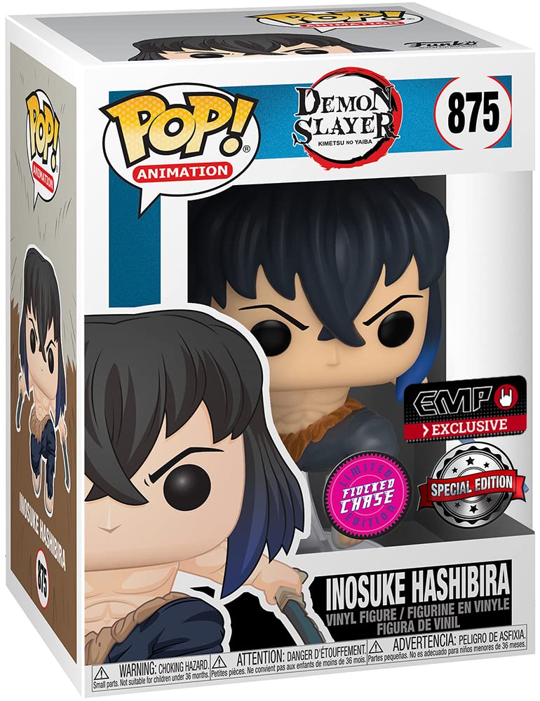 POP Demon Slayer Inosuke exclusive flocked figure side view