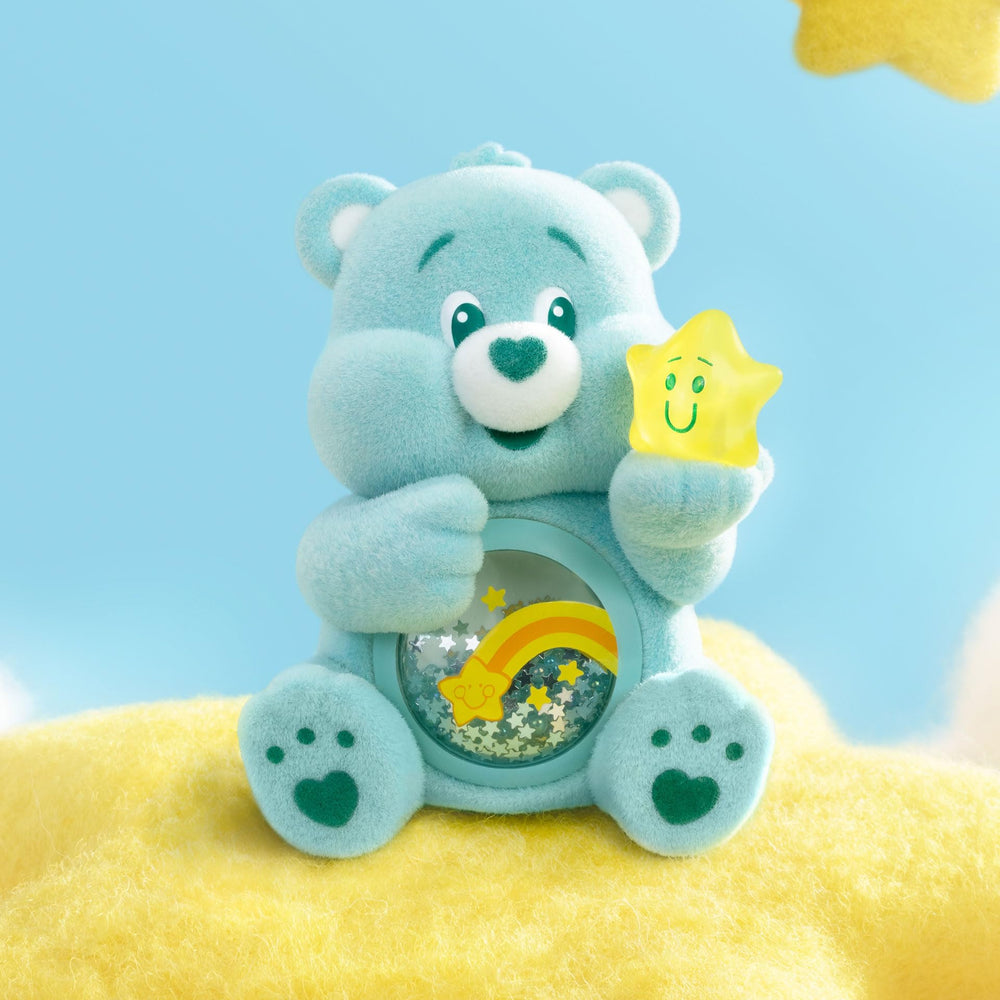 POP MART Care Bears Colorful Hugs figure displayed on a shelf for decor.
