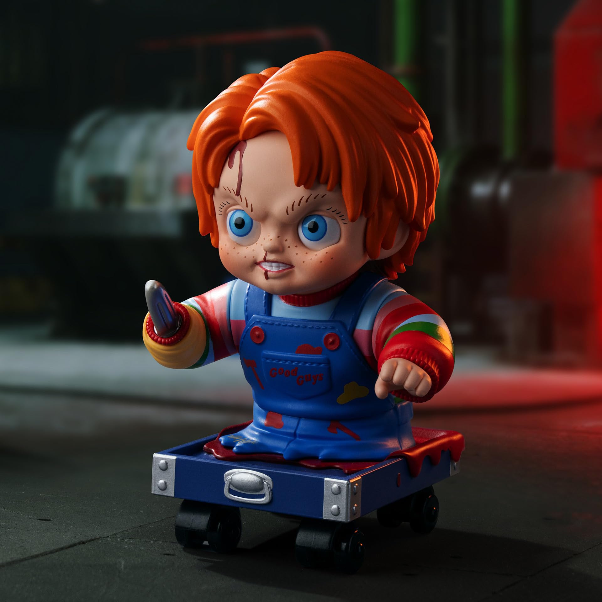 POP MART Chucky secret edition concept art, rare collectible for fans.