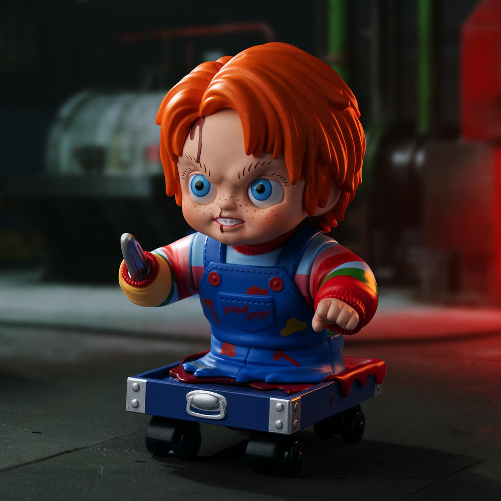 POP MART Chucky secret edition concept art, rare collectible for fans.