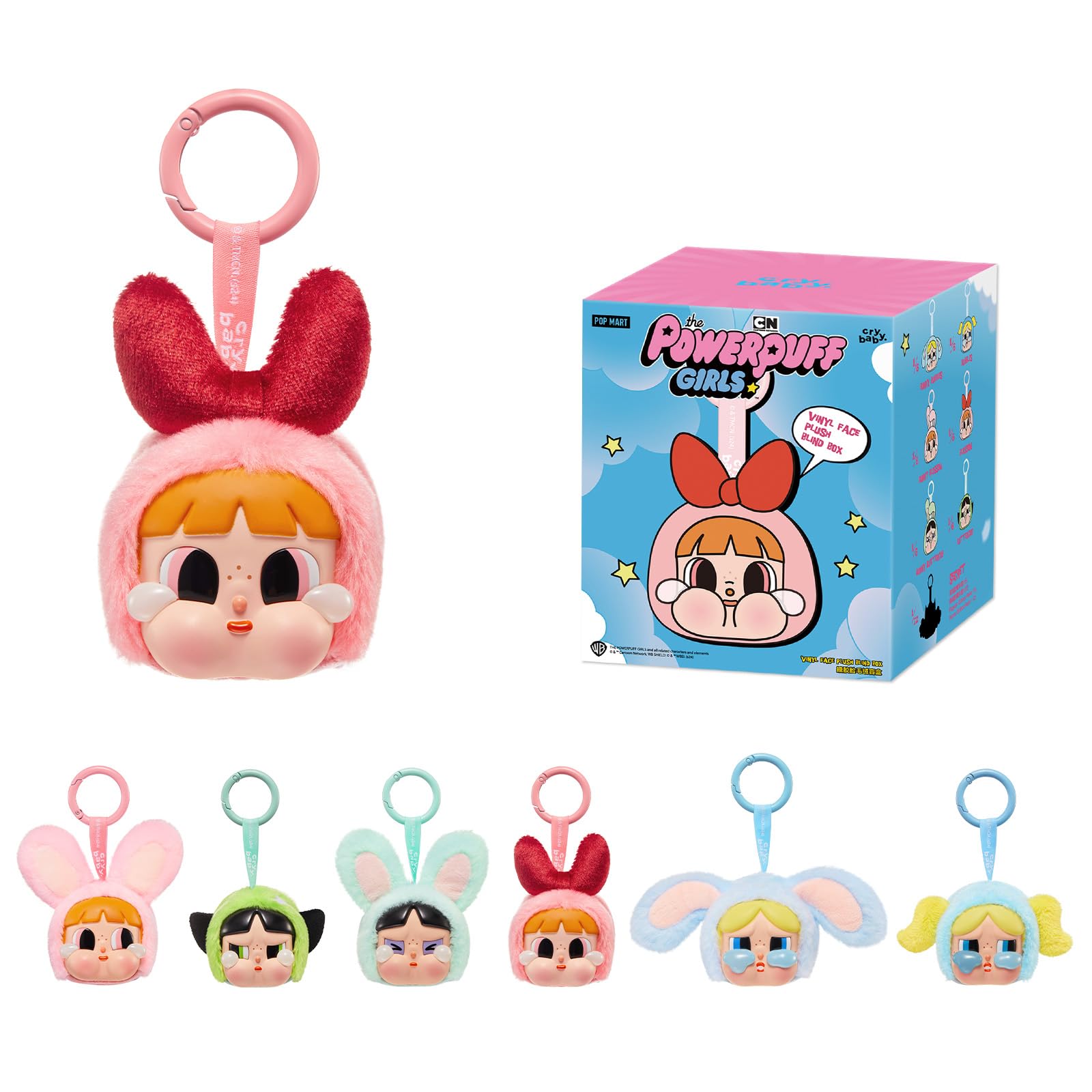 POP MART Crybaby Powerpuff plush blind box packaging highlights mystery gifting appeal.