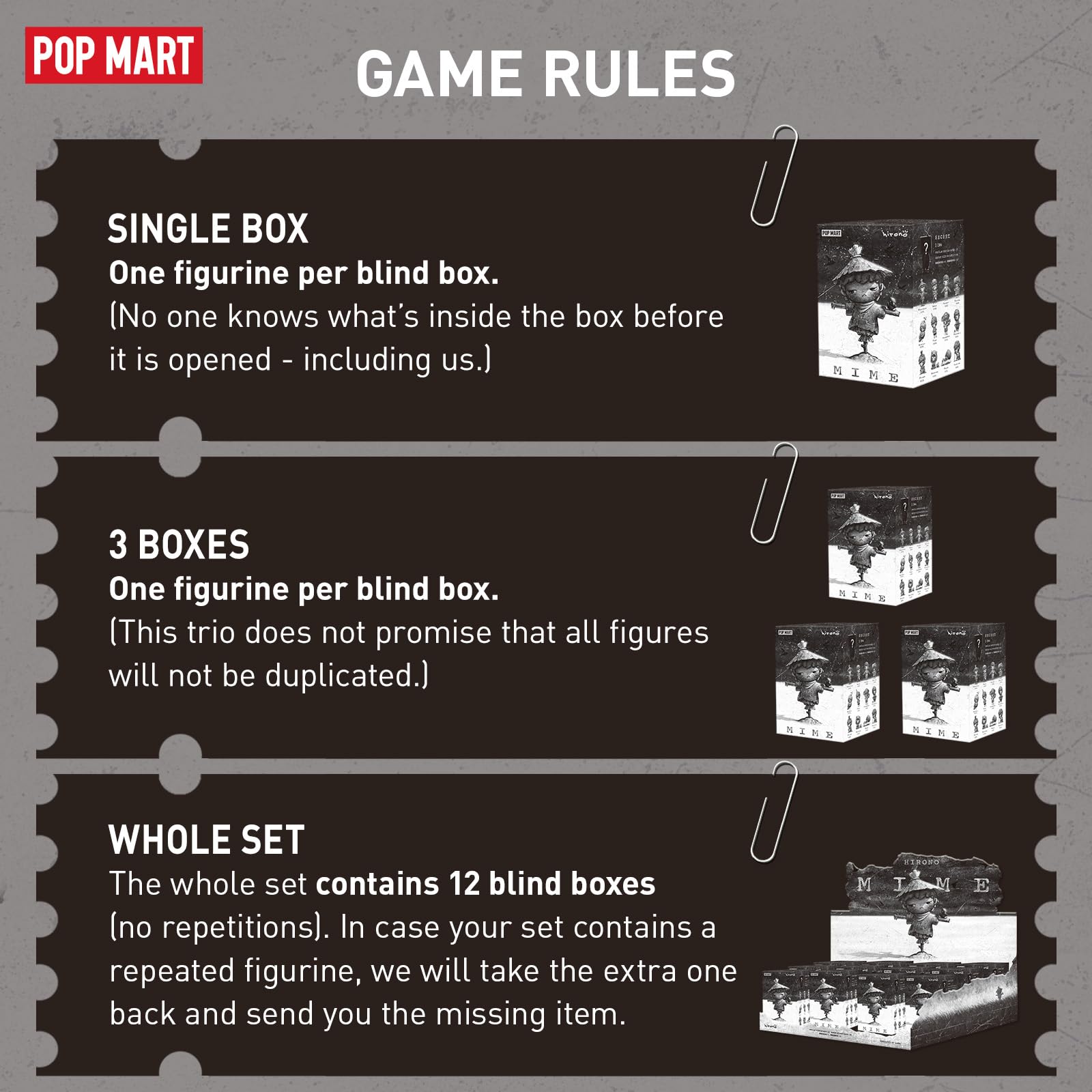 POP MART Hirono blind box packaging highlights mystery and surprise.