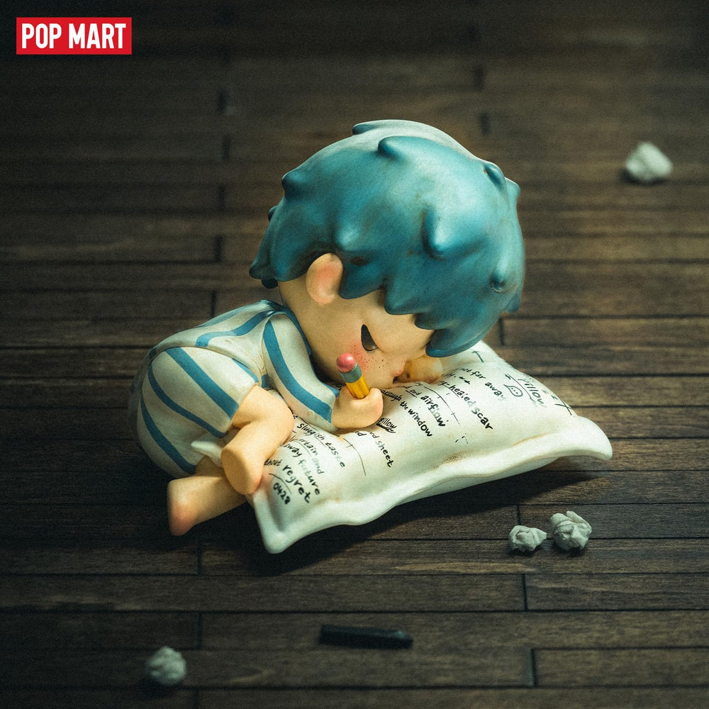 POP MART Hirono close-up reveals detailed textures and colors.