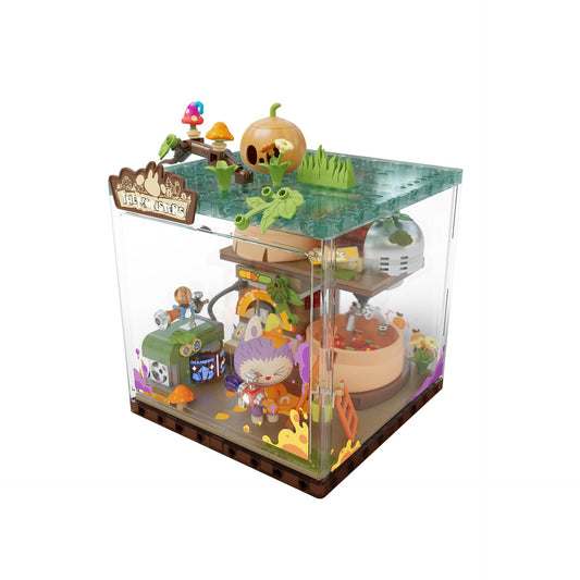 POP MART Labubu building pieces arranged for interactive construction