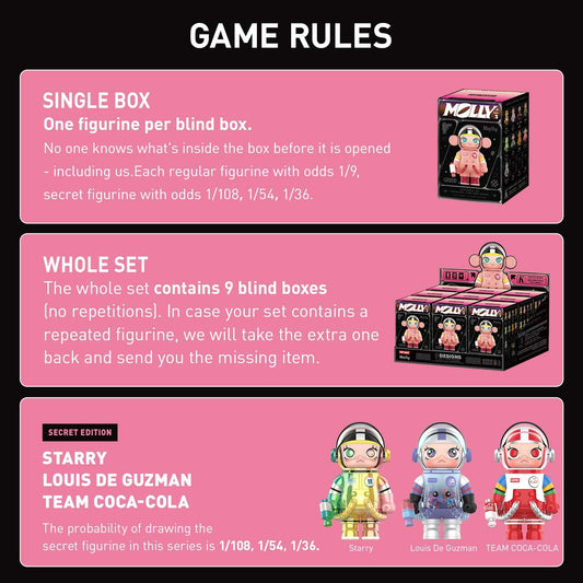 POP MART Mega Space Molly random design box hides a unique figure ideal for gifting.