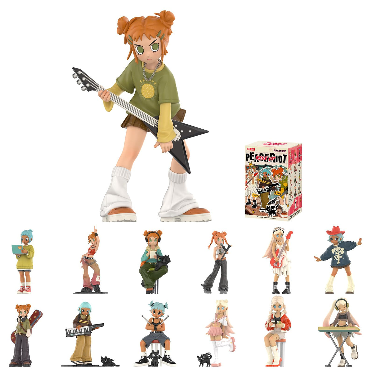 POP MART Peach Riot Rise Up figure front view for eye-catching shelf display.