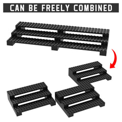 PopBricks 66-figure capacity 2-pack display stand keeps figures neatly arranged.