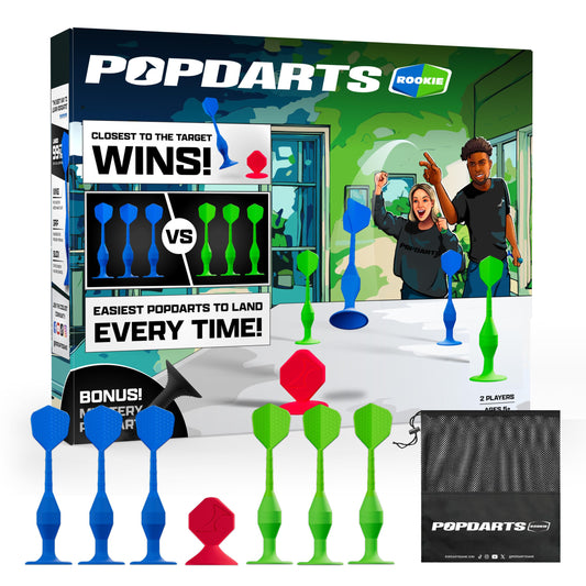 Popdarts Rookie Pack darts set ready for quick, family-friendly play on any surface