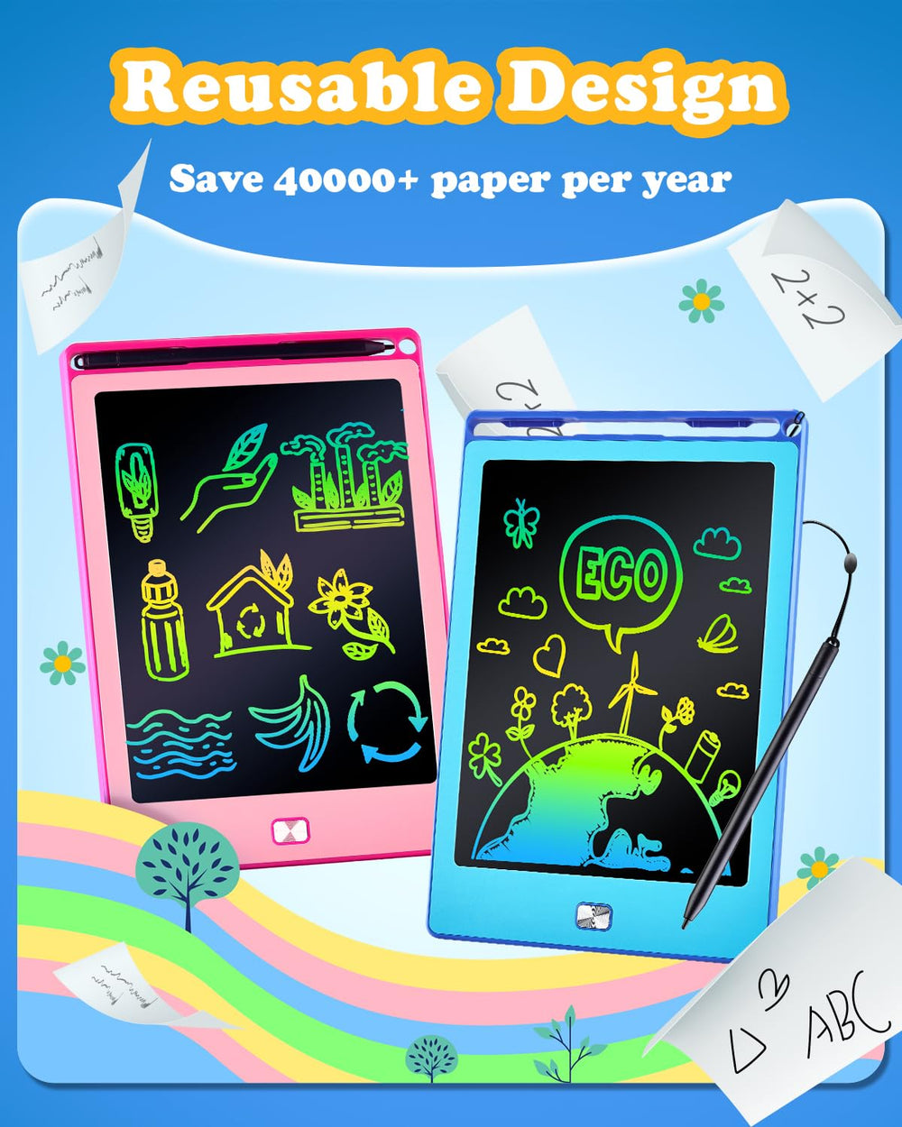 POPERFUN educational doodle pad supports learning through drawing and writing activities.