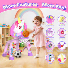 POPERFUN unicorn football-goal play encourages active movement and coordination
