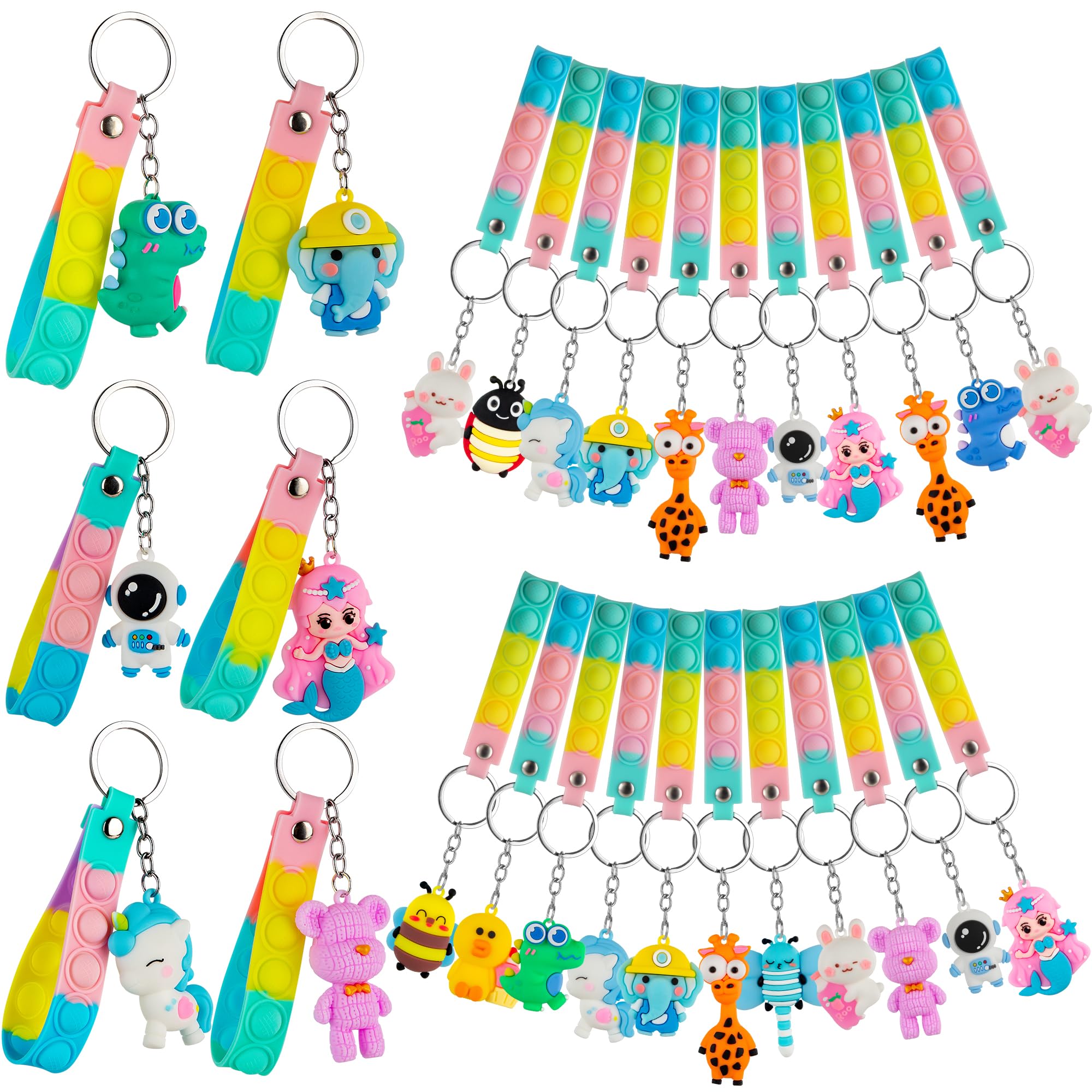Popfidget 28-pack dinosaurs keychain with 3D design, ideal for classroom focus and party favors.