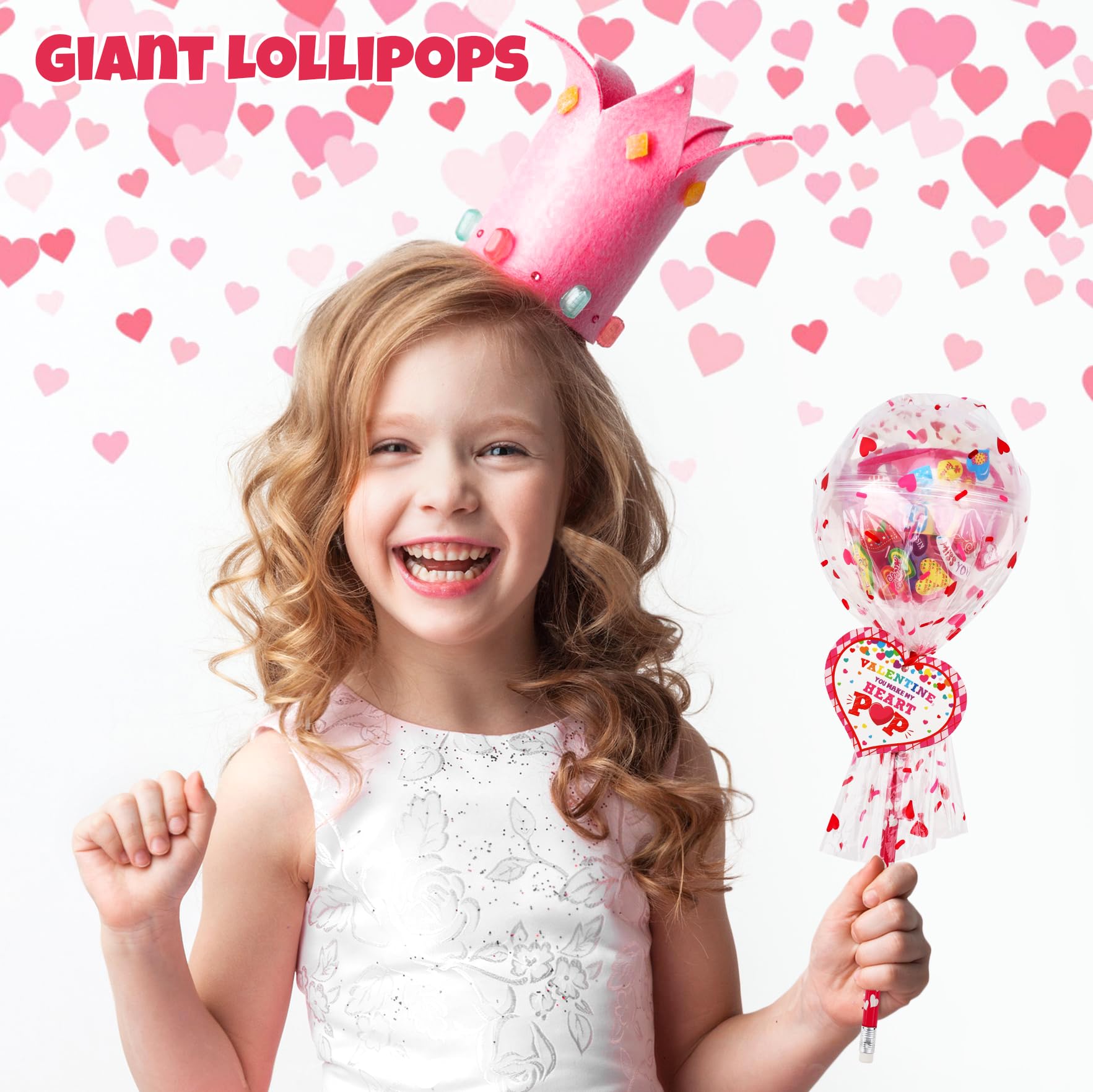 POPGIFTU giant lollipop set contents highlights included pencils, rulers, stickers, erasers and sharpeners
