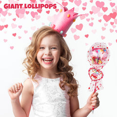POPGIFTU giant lollipop set contents highlights included pencils, rulers, stickers, erasers and sharpeners