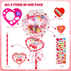 POPGIFTU heart cards designs with To From for quick classroom exchanges