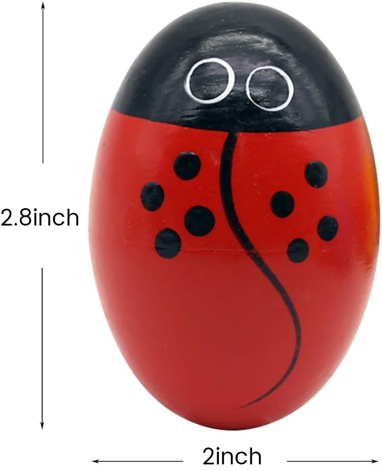 POPLAY wooden egg shaker set close-up showing smooth finish for safe handling.