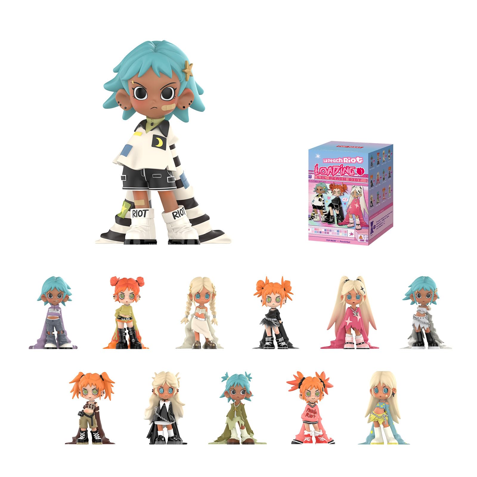 POP MART Lil Peach Riot Loading box front for a striking shelf display.