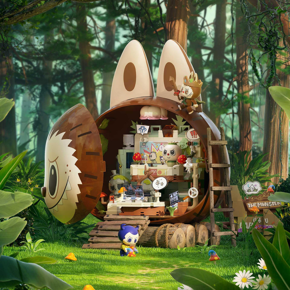 POP MART Monsters Forest Secret Base large accessories enhance interactive setup.