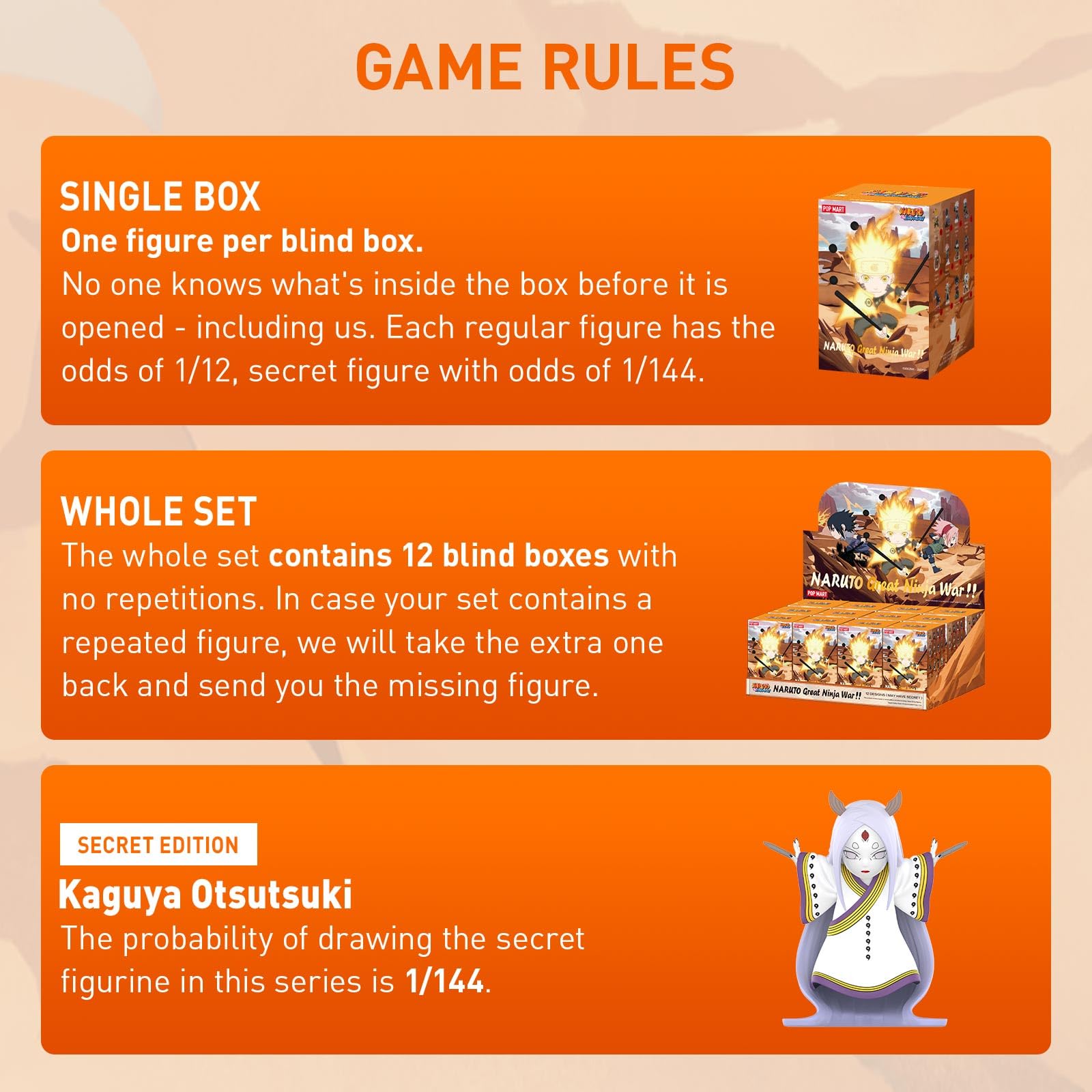POP MART Naruto Ninkai Taisen figure packaging designed for gift-giving.