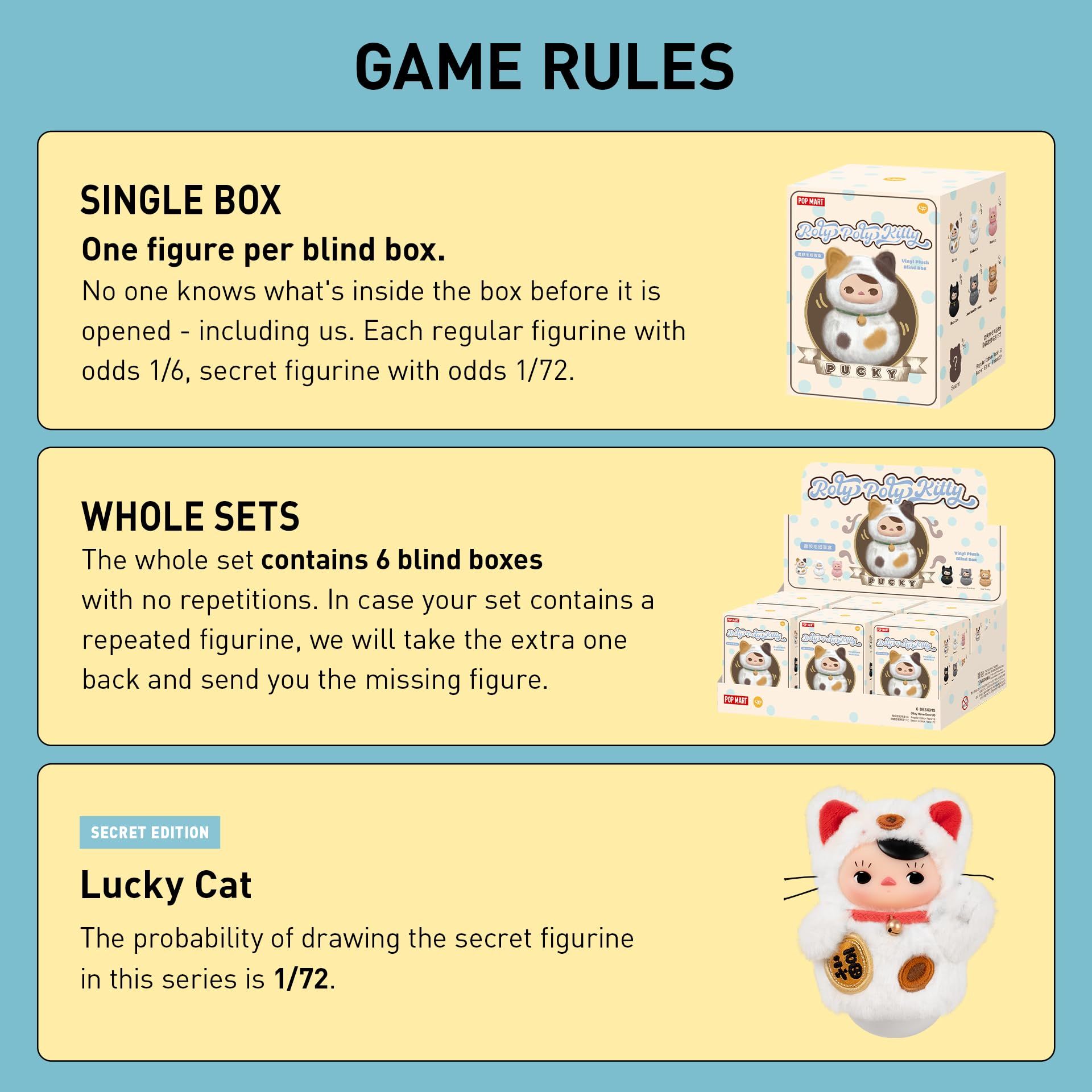 POP MART PUCKY roly-poly kitty figure, ideal gift and conversation starter