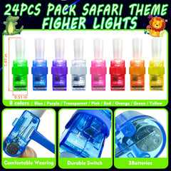 POPOOO animal designs LED finger lights featuring lion and tiger patterns for party decor.