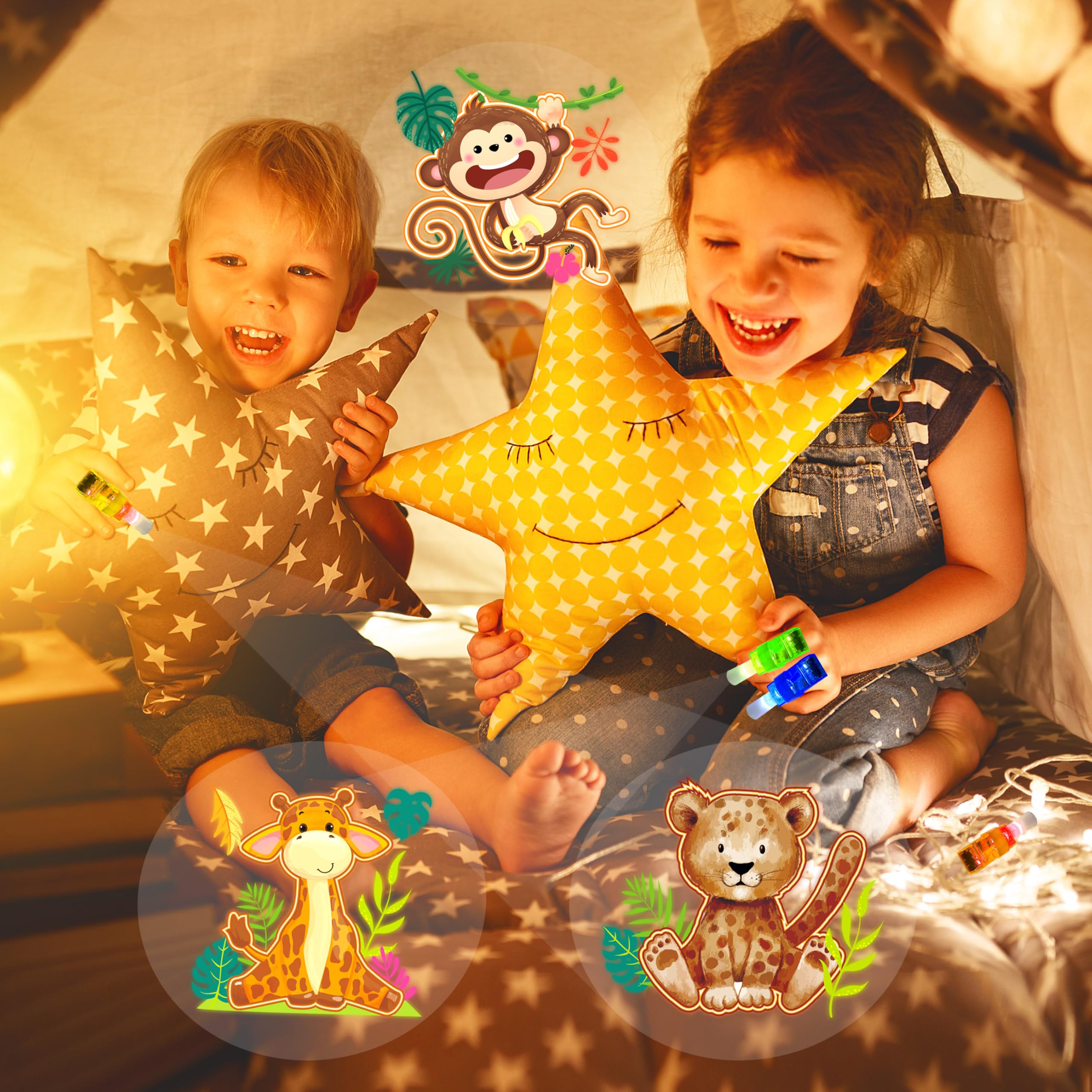 POPOOO jungle animal LED lights to enhance storytelling at parties.