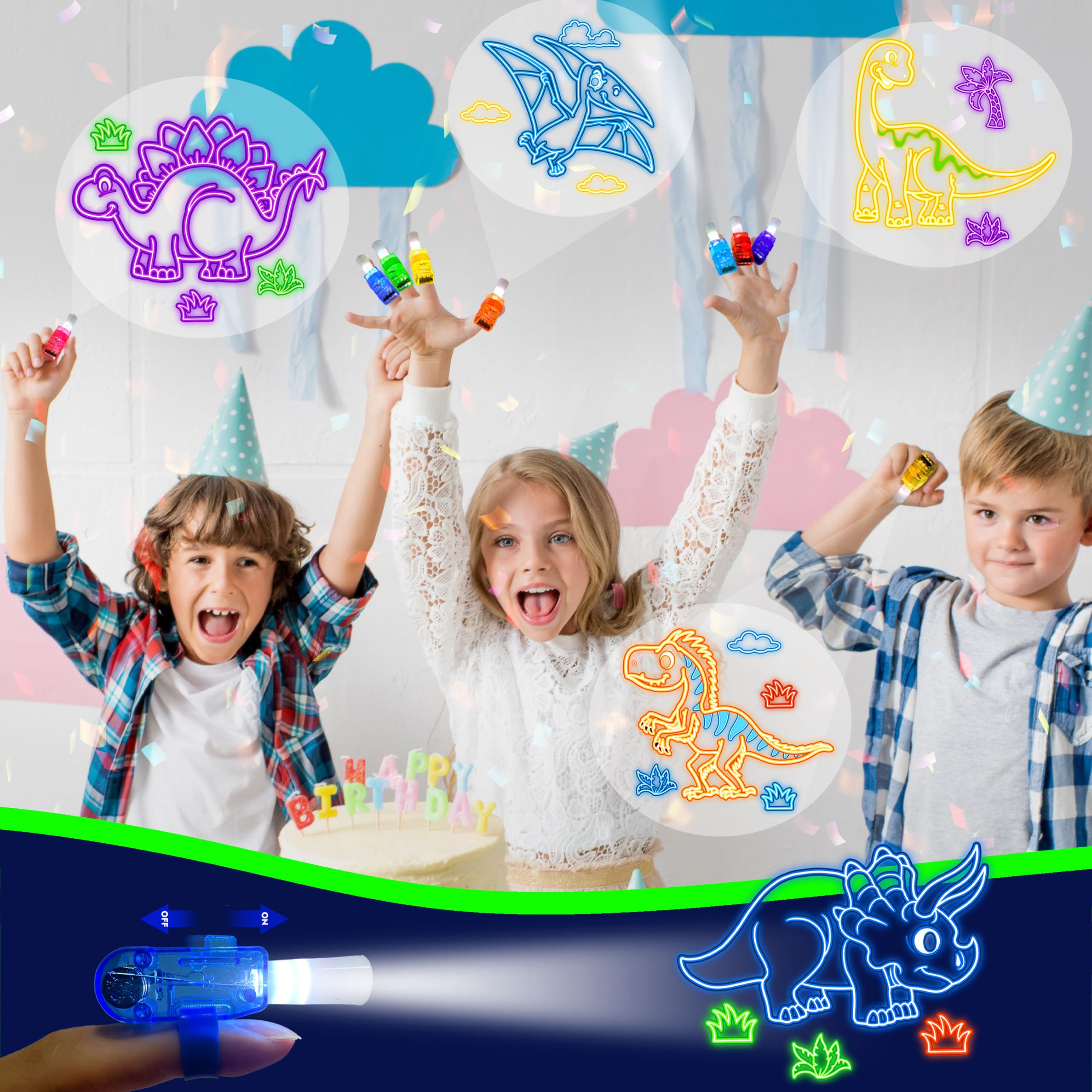 POPOOO pterosaur design finger light creates dazzling glow during play