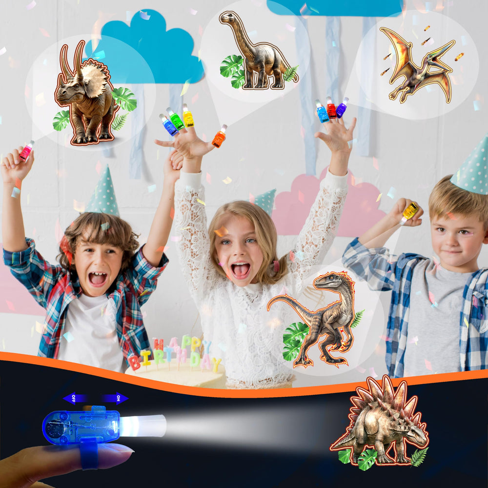 POPOOO Stegosaurus finger light brings colorful illumination to kids' dino parties.