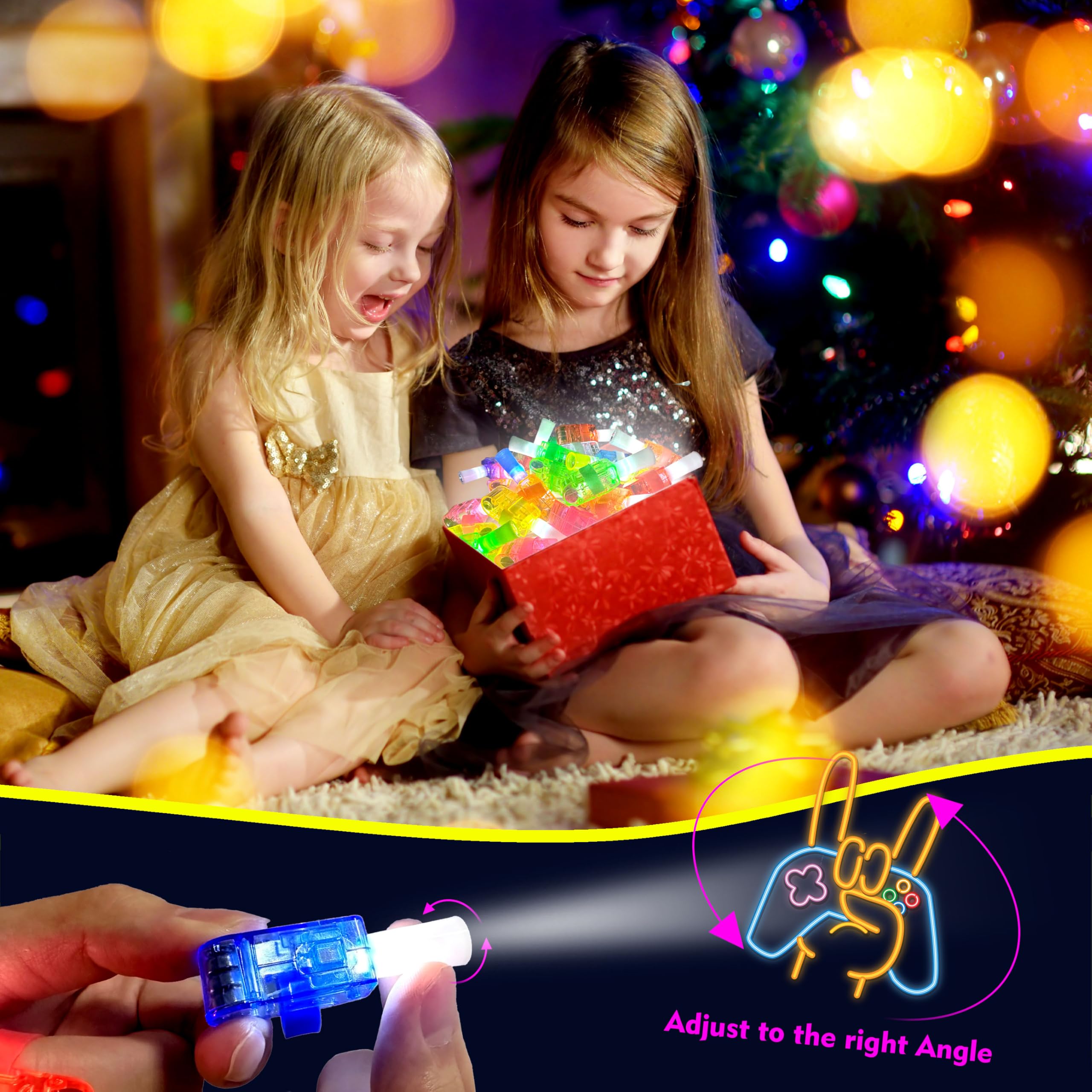 POPOOO LED finger light pistol design sparks interactive play.