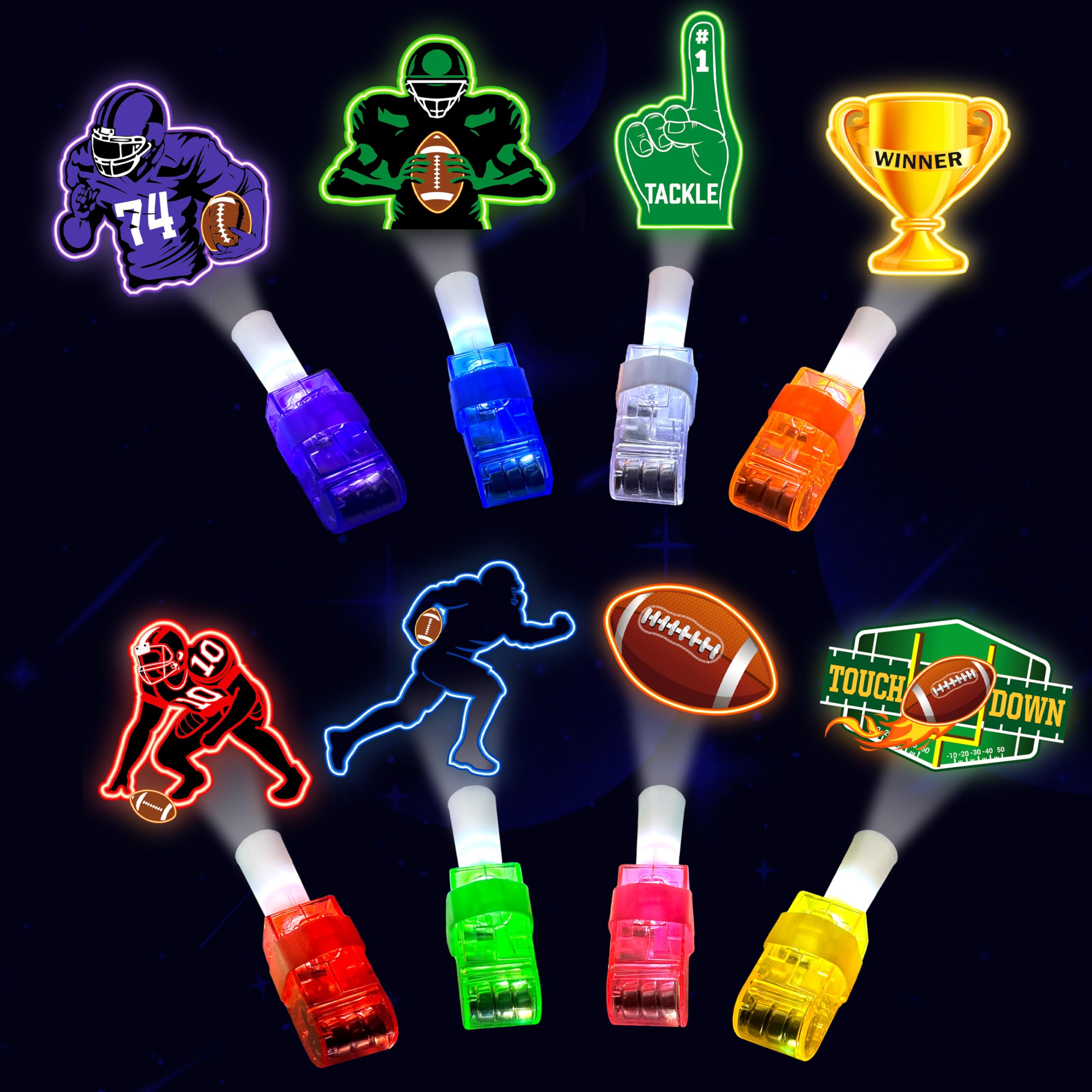 POPOOO LED finger lights with football design glow in the dark for party favors