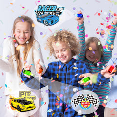 POPOOO racing car pattern projects on fingers during imaginative play.