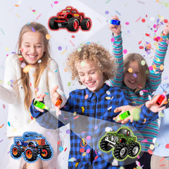 POPOOO 24-pack monster trucks party favors for fun rewards.
