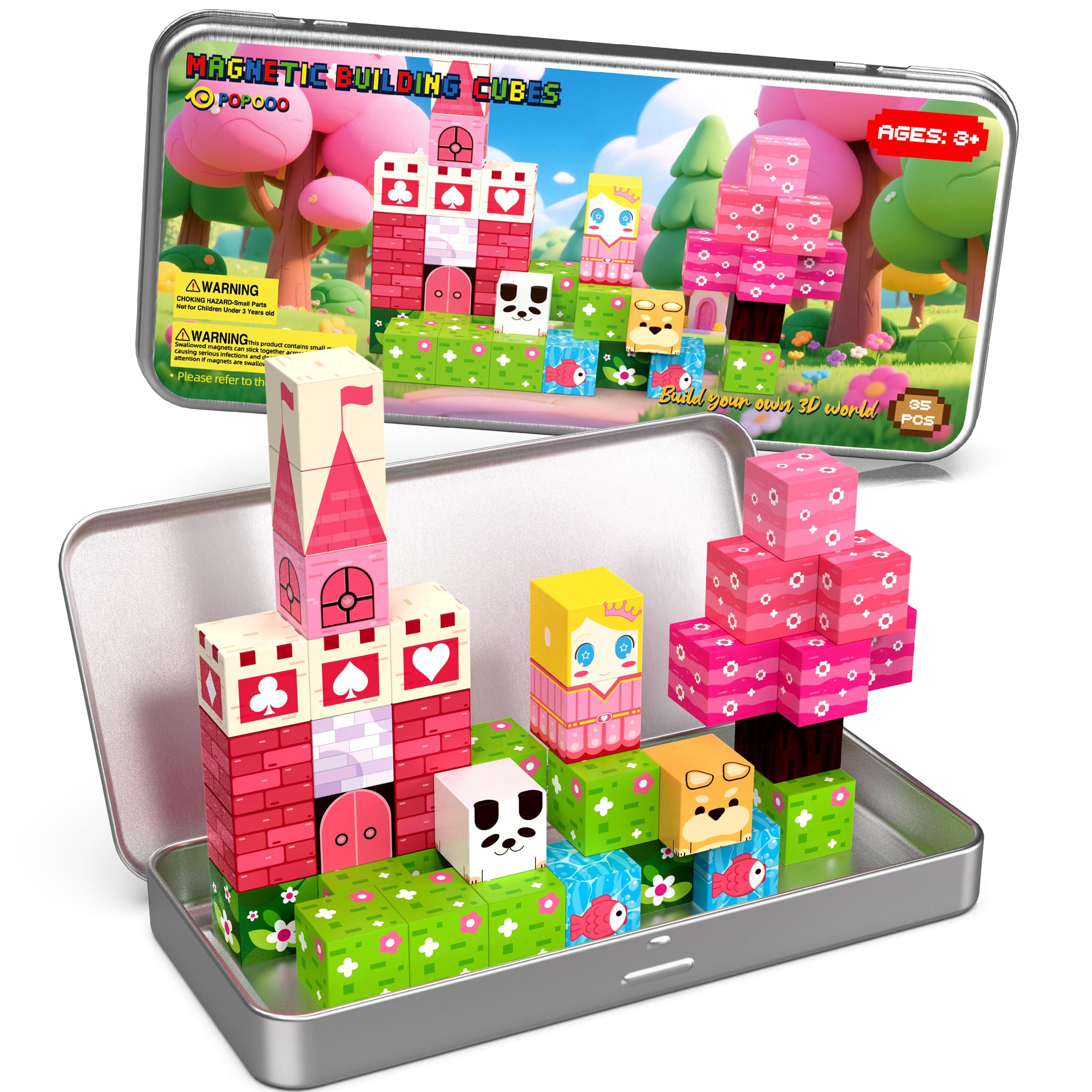 POPOOO Princess magnetic blocks with 18 designs for creative play on the go