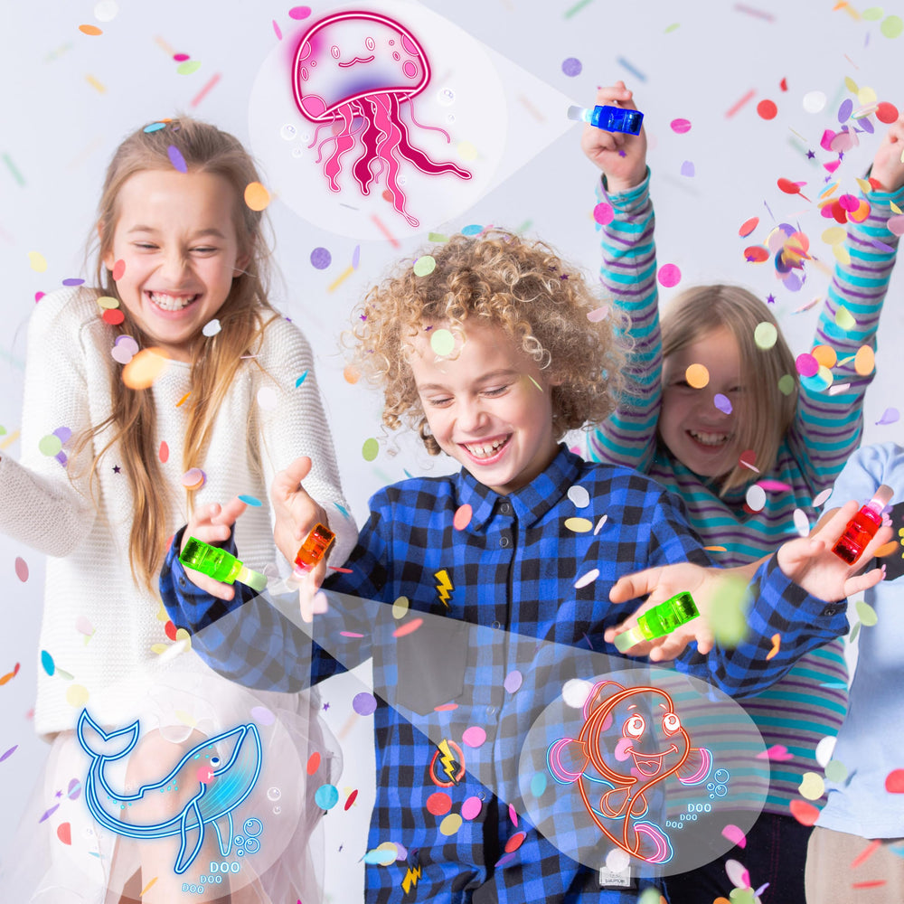POPOOO Undersea finger lights showcase seahorse patterns for creative storytelling.