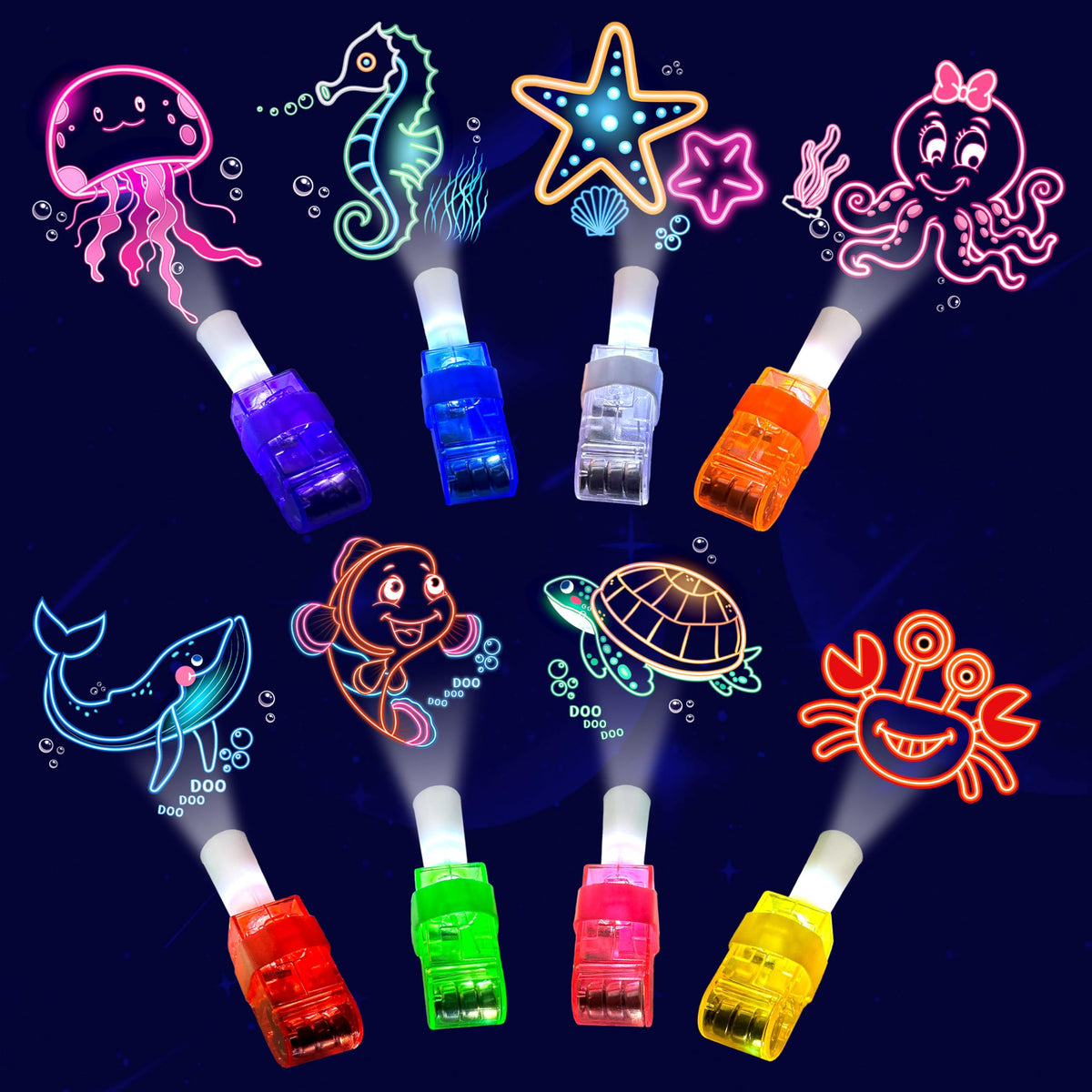 POPOOO Undersea finger lights glow with tropical fish for vibrant party favors.